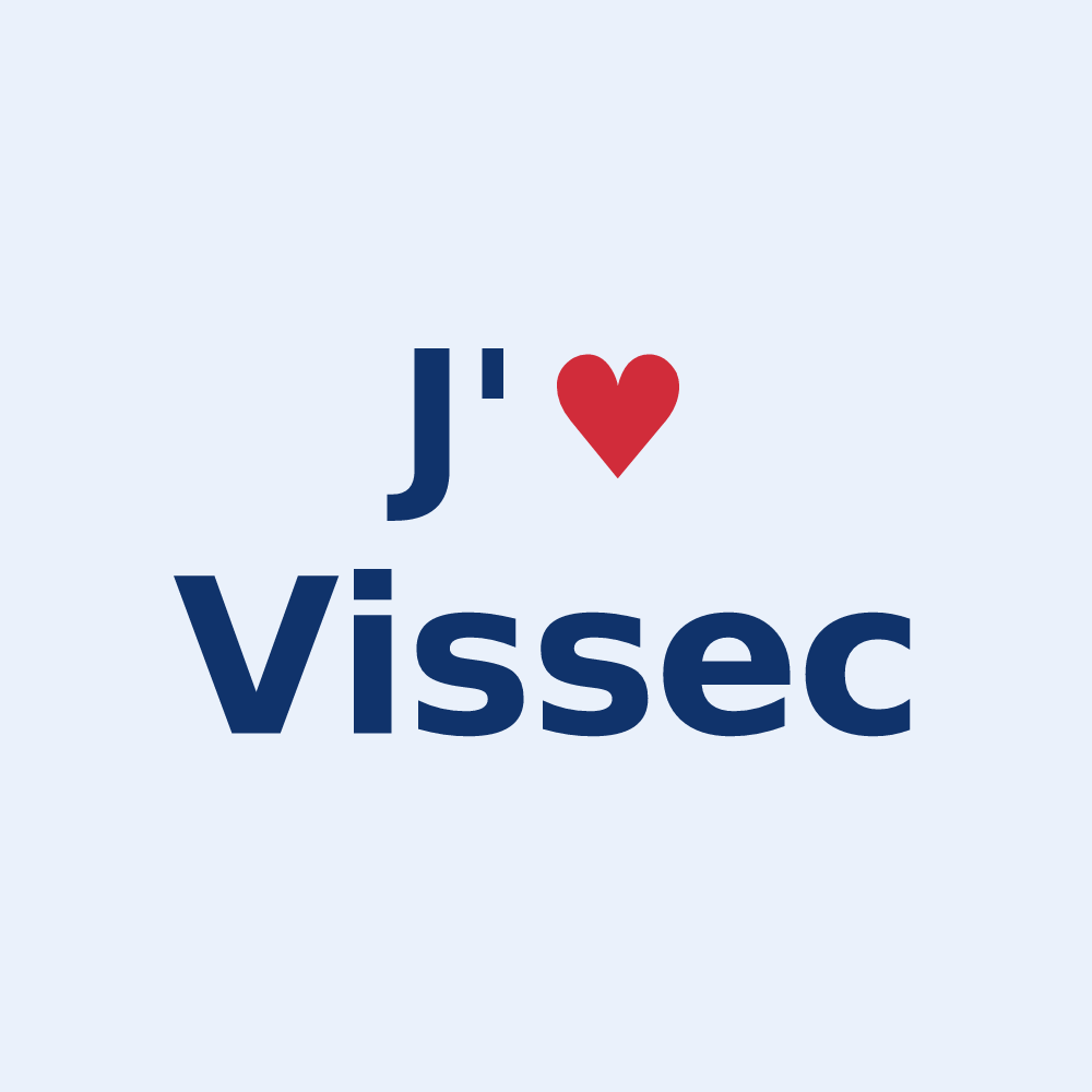 Sticker personnalisé Vissec — design « J'aime Vissec » imprimé sur le sticker