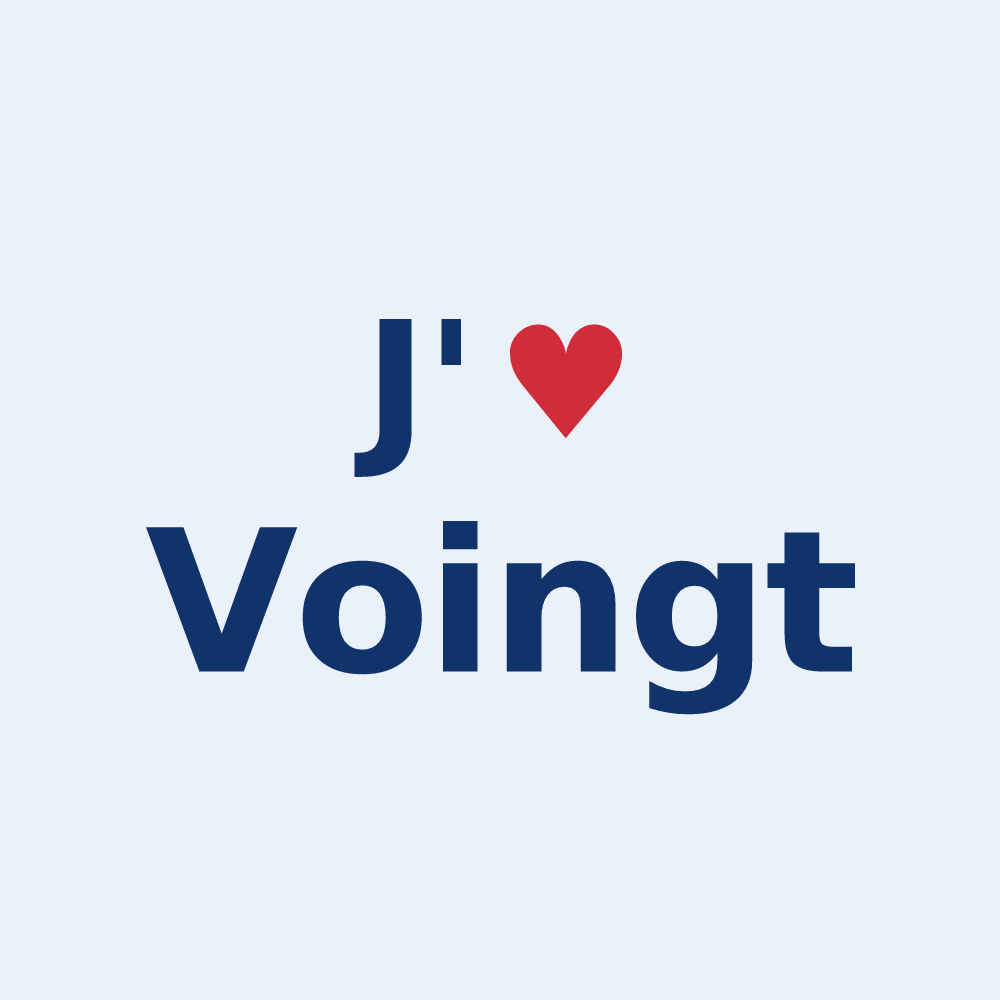 Sticker personnalisé Voingt — design « J'aime Voingt » imprimé sur le sticker
