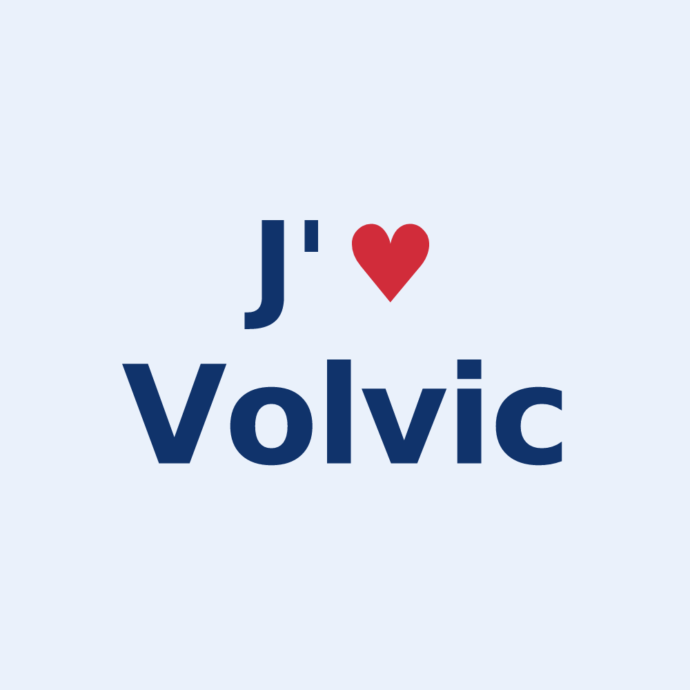 Sticker personnalisé Volvic — design « J'aime Volvic » imprimé sur le sticker