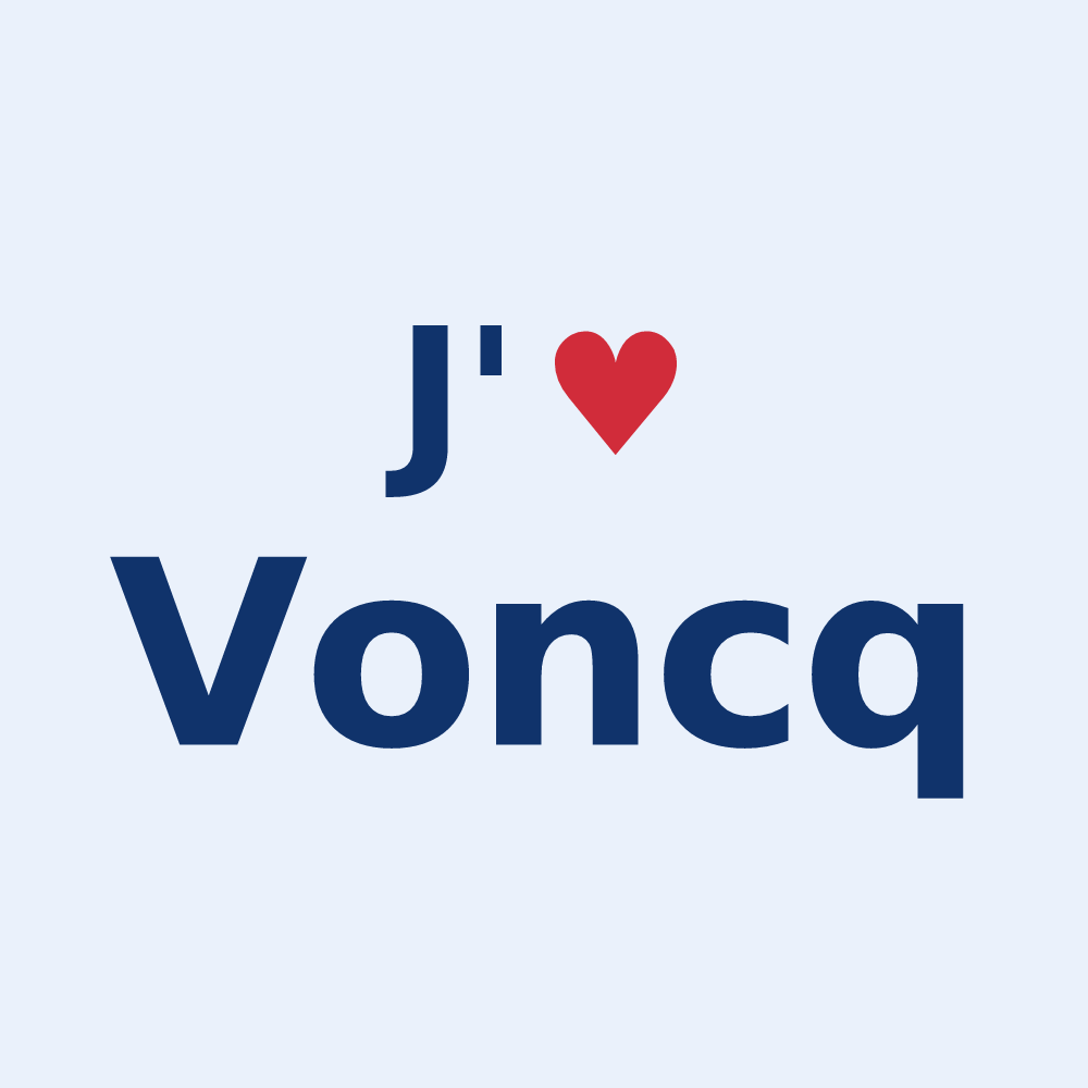 Sticker personnalisé Voncq — design « J'aime Voncq » imprimé sur le sticker