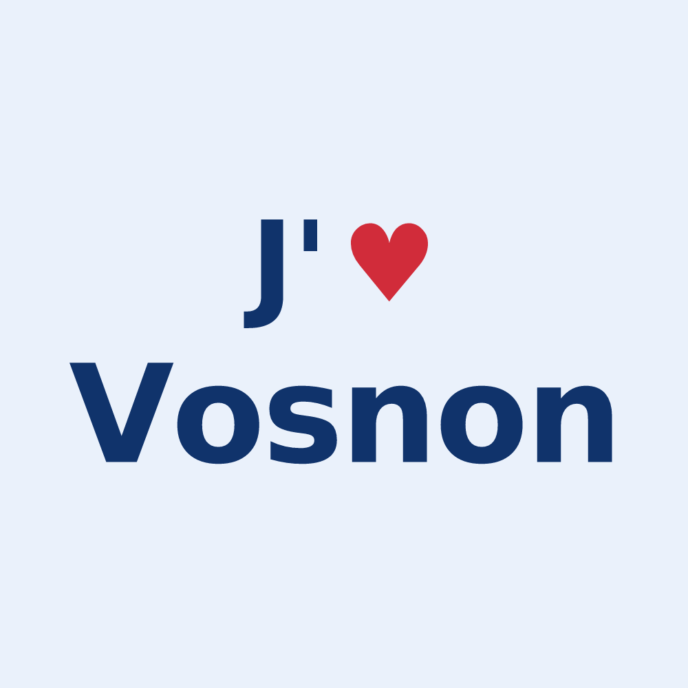 Sticker personnalisé Vosnon — design « J'aime Vosnon » imprimé sur le sticker
