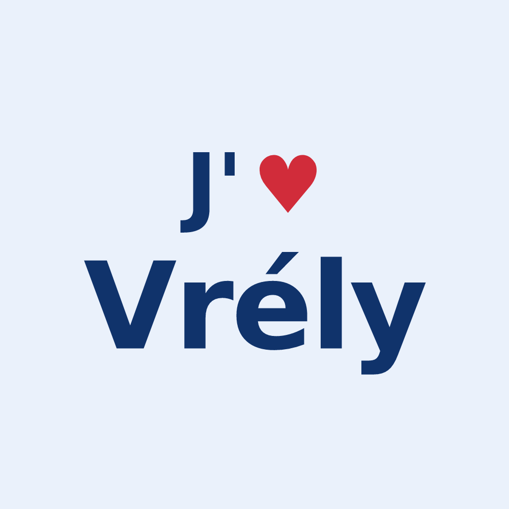 Sticker personnalisé Vrély — design J'aime Vrély