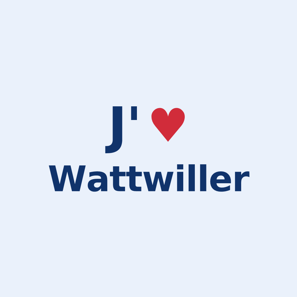 Sticker personnalisé Wattwiller — design « J'aime Wattwiller » imprimé sur le sticker