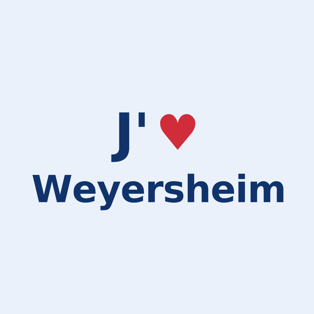 Sticker personnalisé Weyersheim — design « J'aime Weyersheim » imprimé sur le sticker