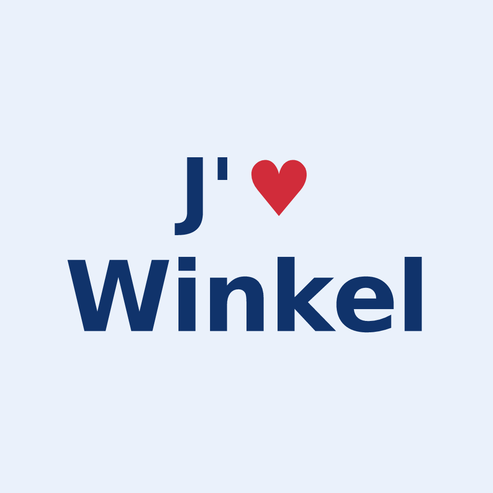 Sticker personnalisé Winkel — design « J'aime Winkel » imprimé sur le sticker