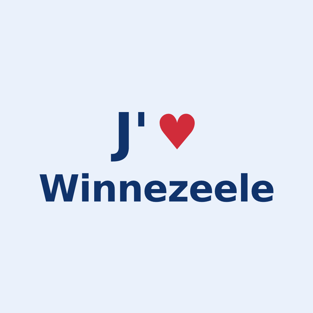 Sticker personnalisé Winnezeele — design « J'aime Winnezeele » imprimé sur le sticker