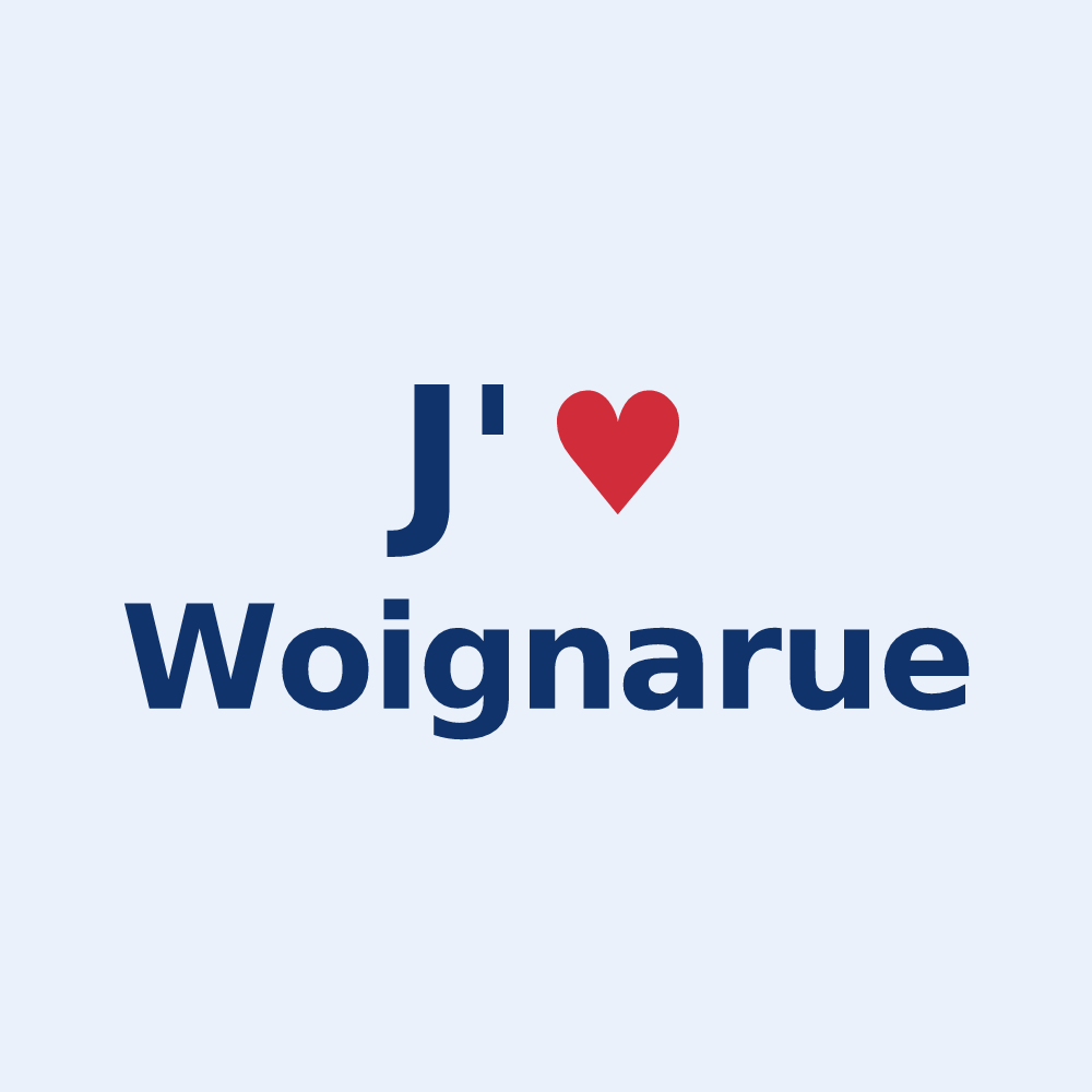 Sticker personnalisé Woignarue — design J'aime Woignarue