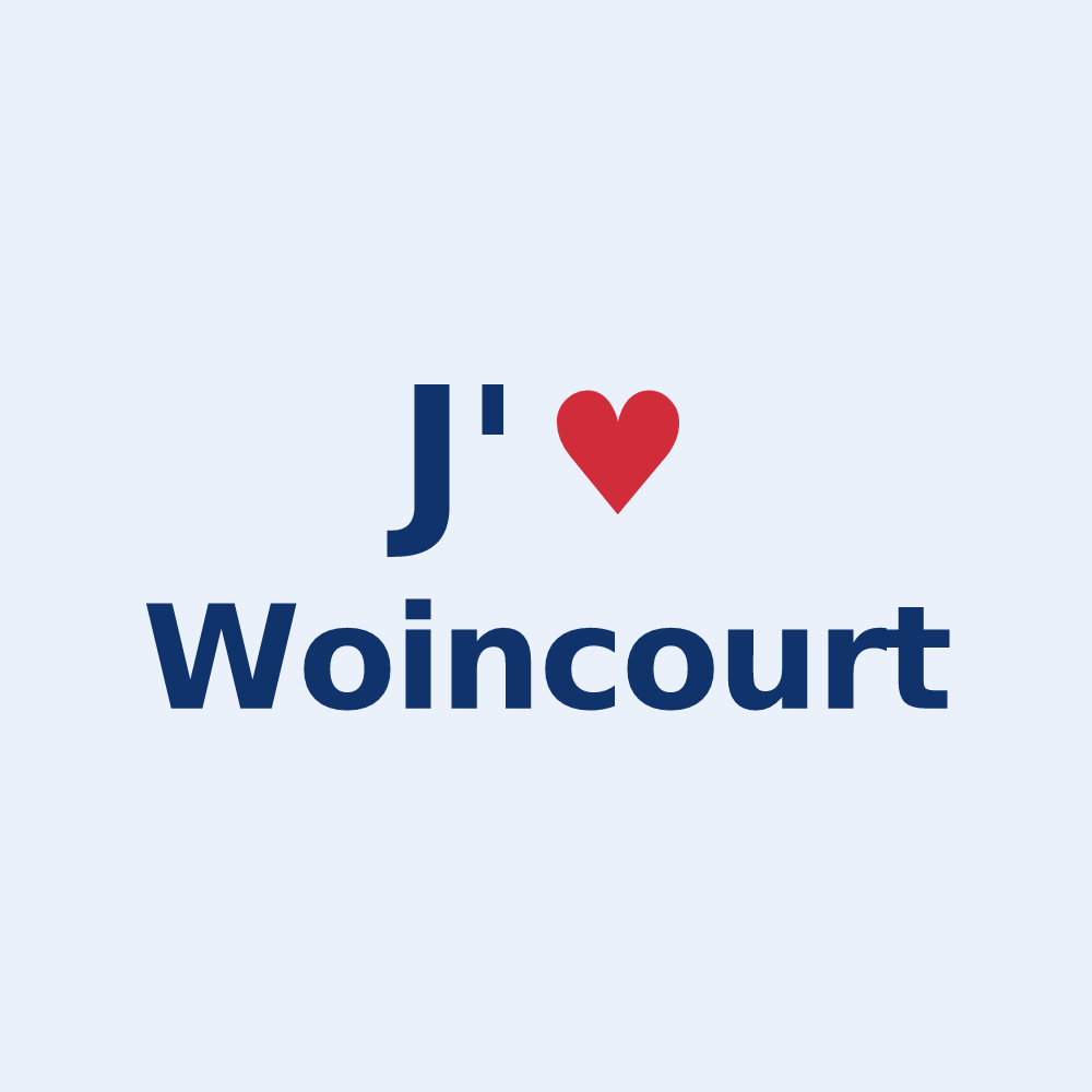 Sticker personnalisé Woincourt — design « J'aime Woincourt » imprimé sur le sticker