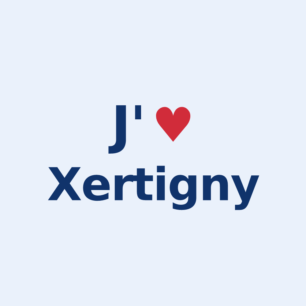 Sticker personnalisé Xertigny — design « J'aime Xertigny » imprimé sur le sticker
