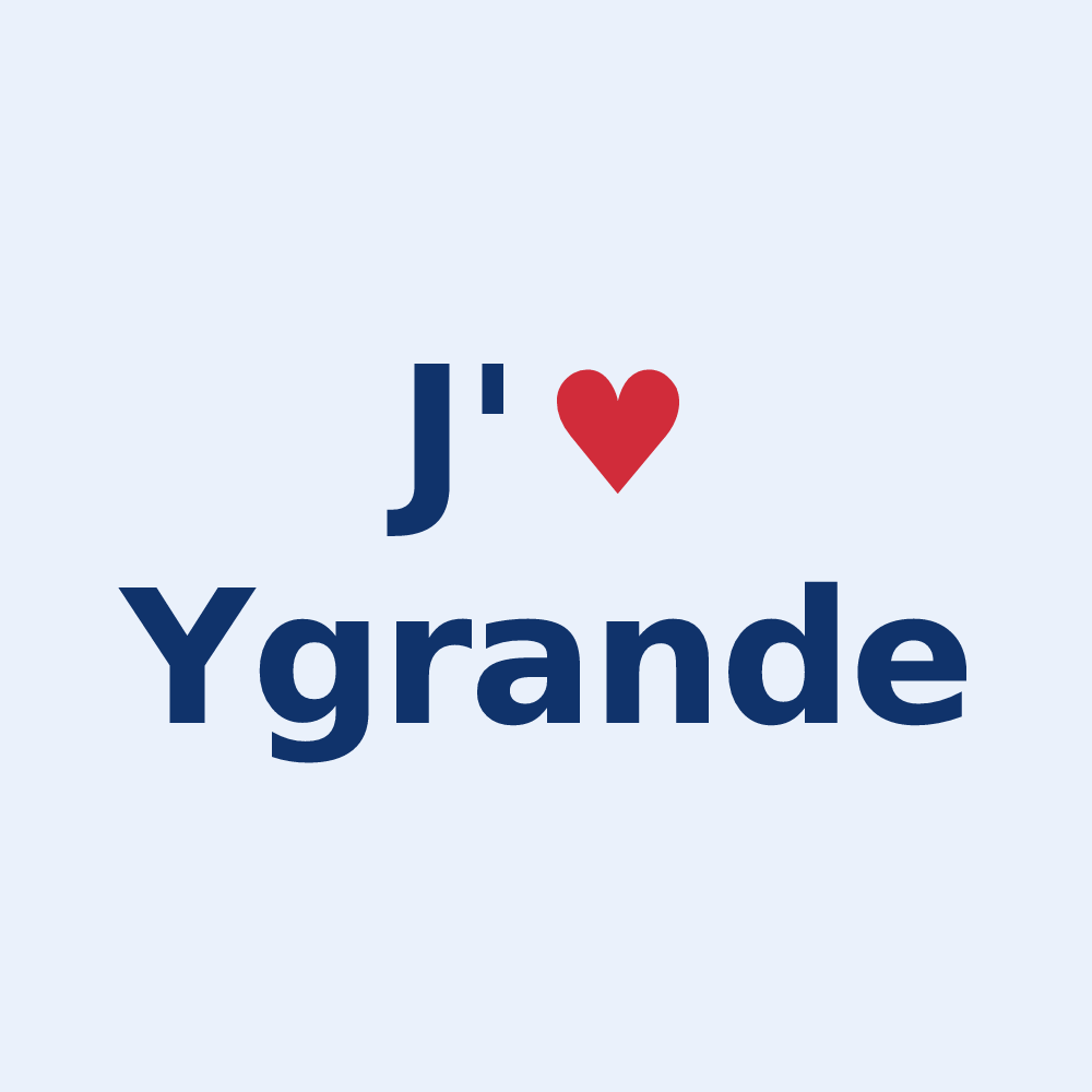 Sticker personnalisé Ygrande — design « J'aime Ygrande » imprimé sur le sticker