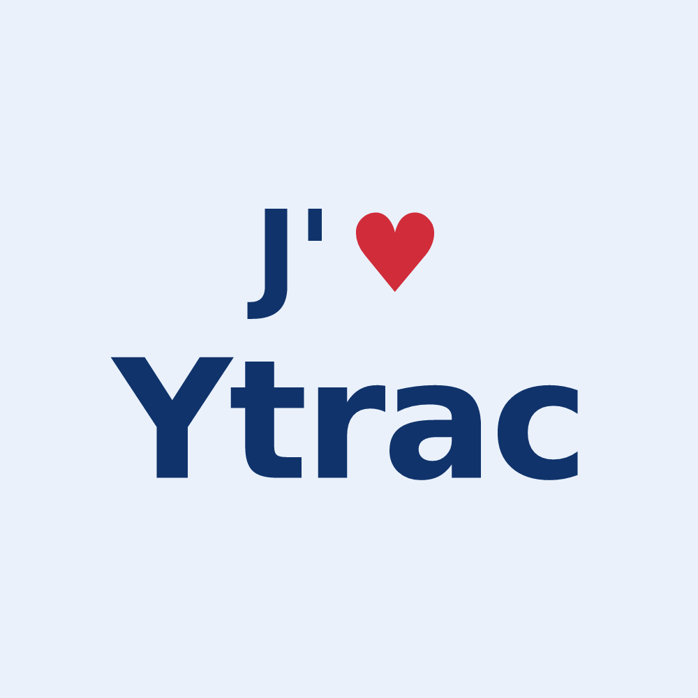 Sticker personnalisé Ytrac — design « J'aime Ytrac » imprimé sur le sticker