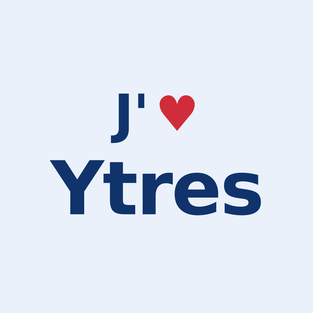 Sticker personnalisé Ytres — design « J'aime Ytres » imprimé sur le sticker