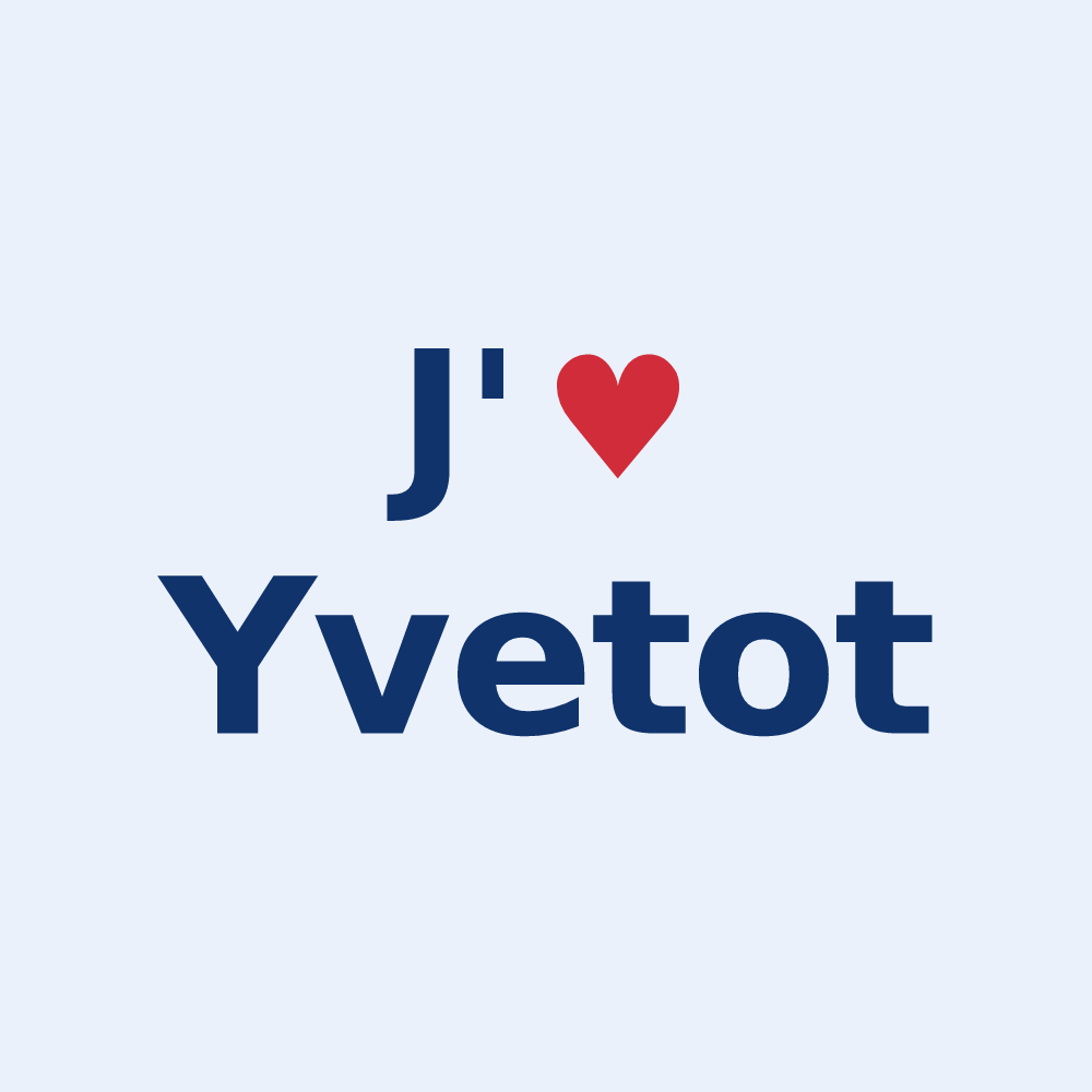 Sticker personnalisé Yvetot — design « J'aime Yvetot » imprimé sur le sticker