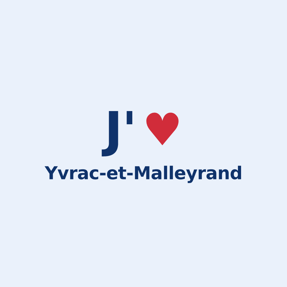 Sticker personnalisé Yvrac-et-Malleyrand — design « J'aime Yvrac-et-Malleyrand » imprimé sur le sticker