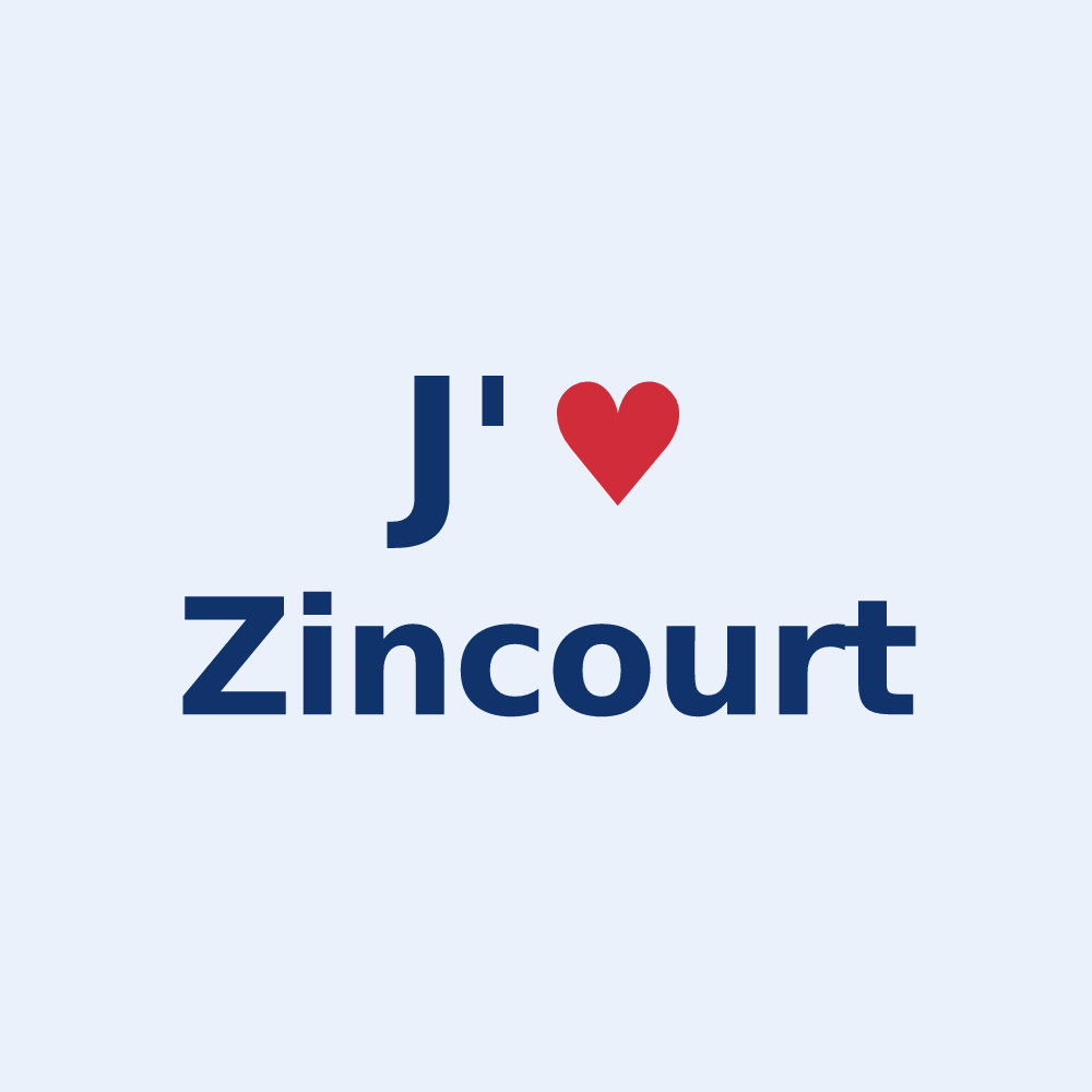 Sticker personnalisé Zincourt — design J'aime Zincourt