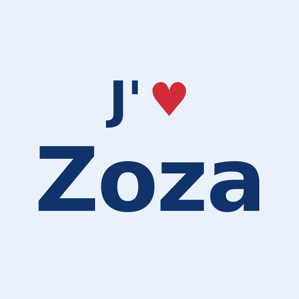 Sticker personnalisé Zoza — design « J'aime Zoza » imprimé sur le sticker