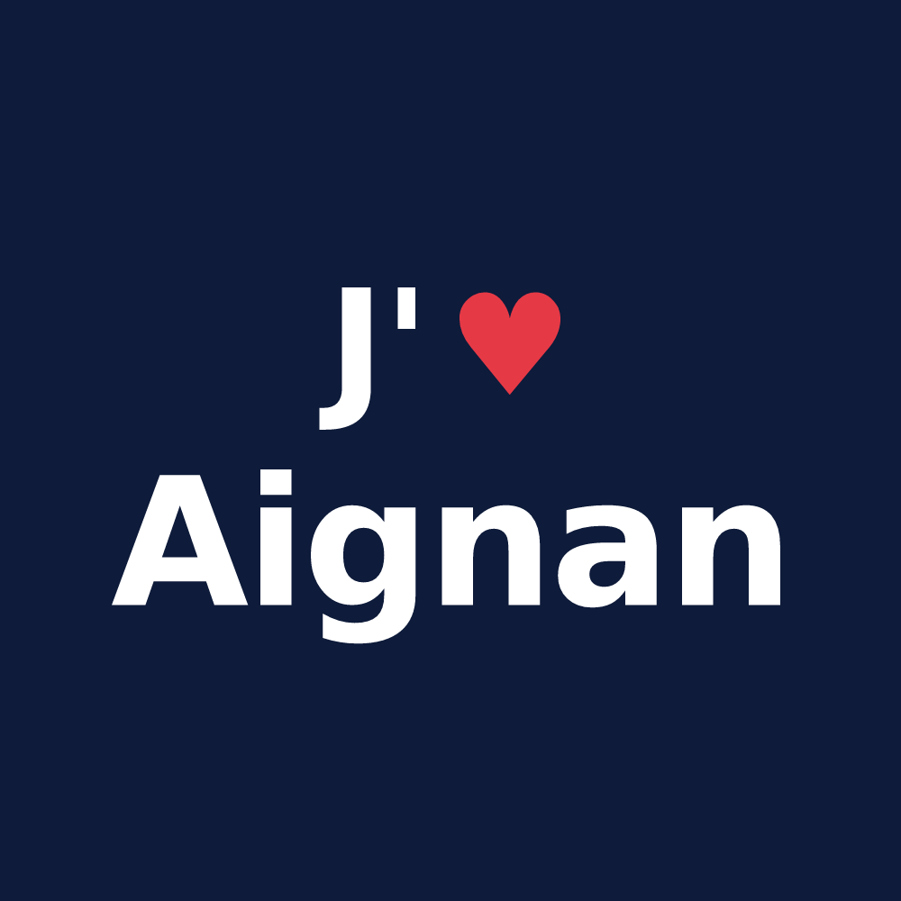 T-shirt personnalisé Aignan — design « J'aime Aignan » imprimé sur le t-shirt