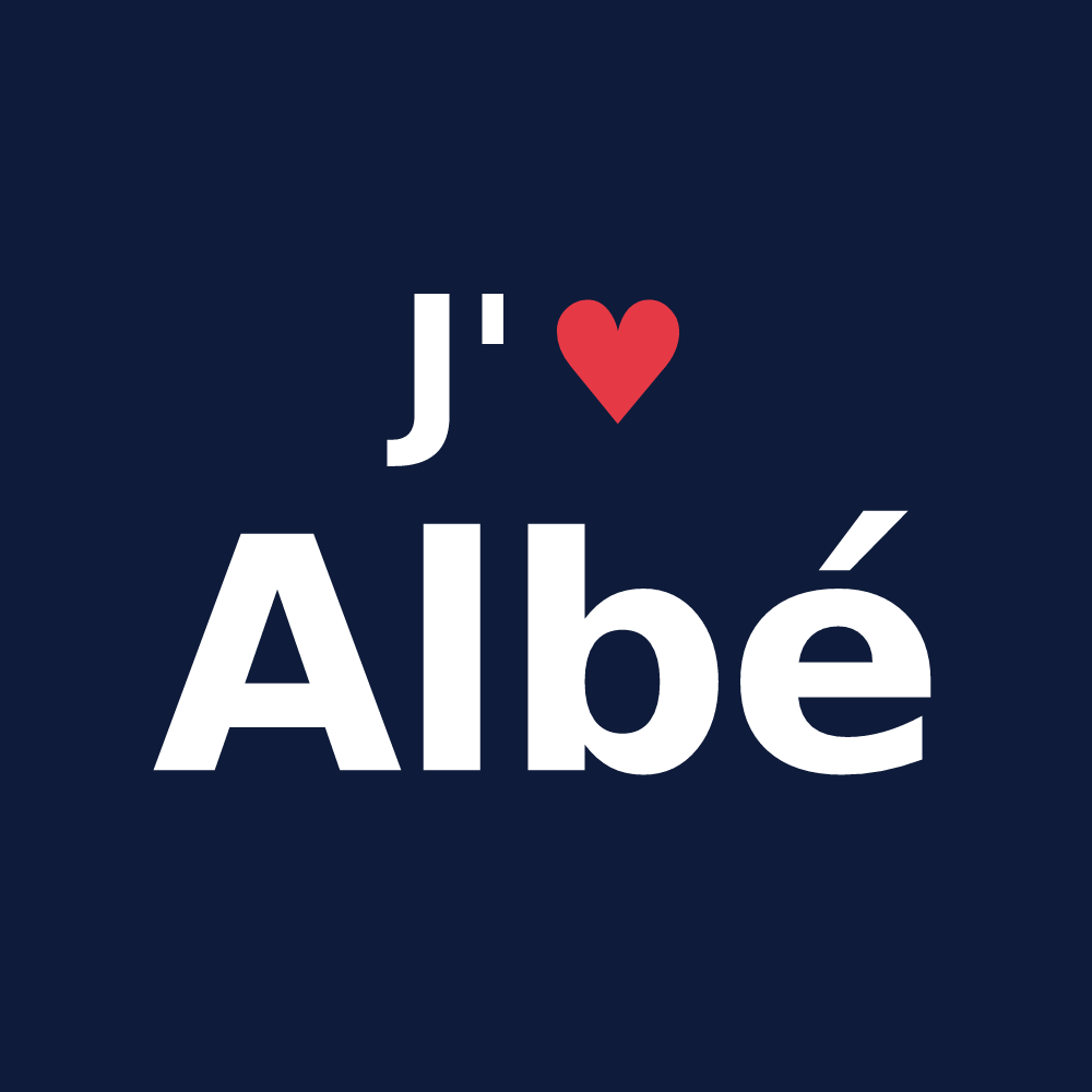 T-shirt personnalisé Albé — design « J'aime Albé » imprimé sur le t-shirt