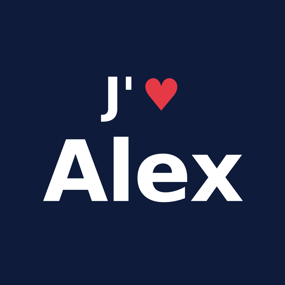 T-shirt personnalisé Alex — design J'aime Alex