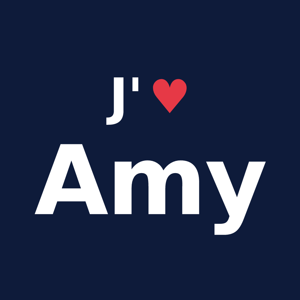 T-shirt personnalisé Amy — design J'aime Amy