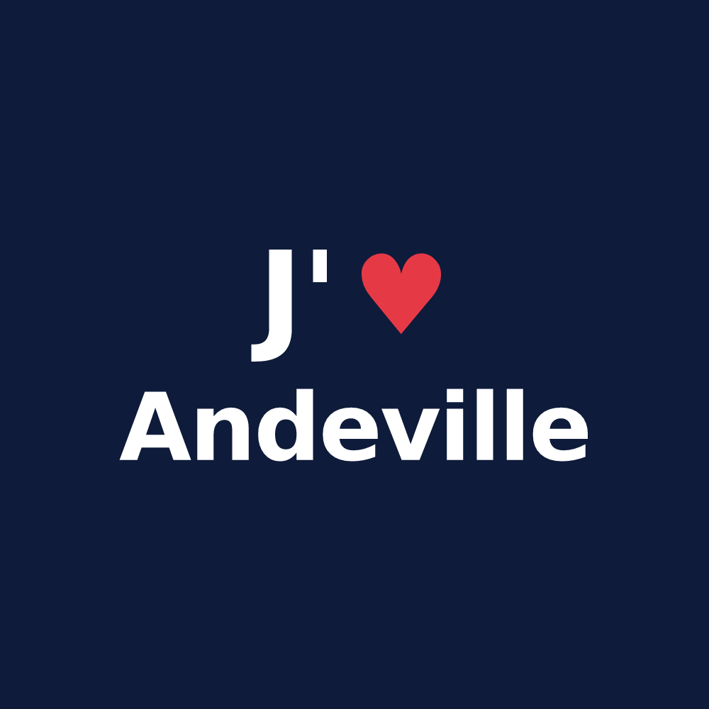 T-shirt personnalisé Andeville — design J'aime Andeville