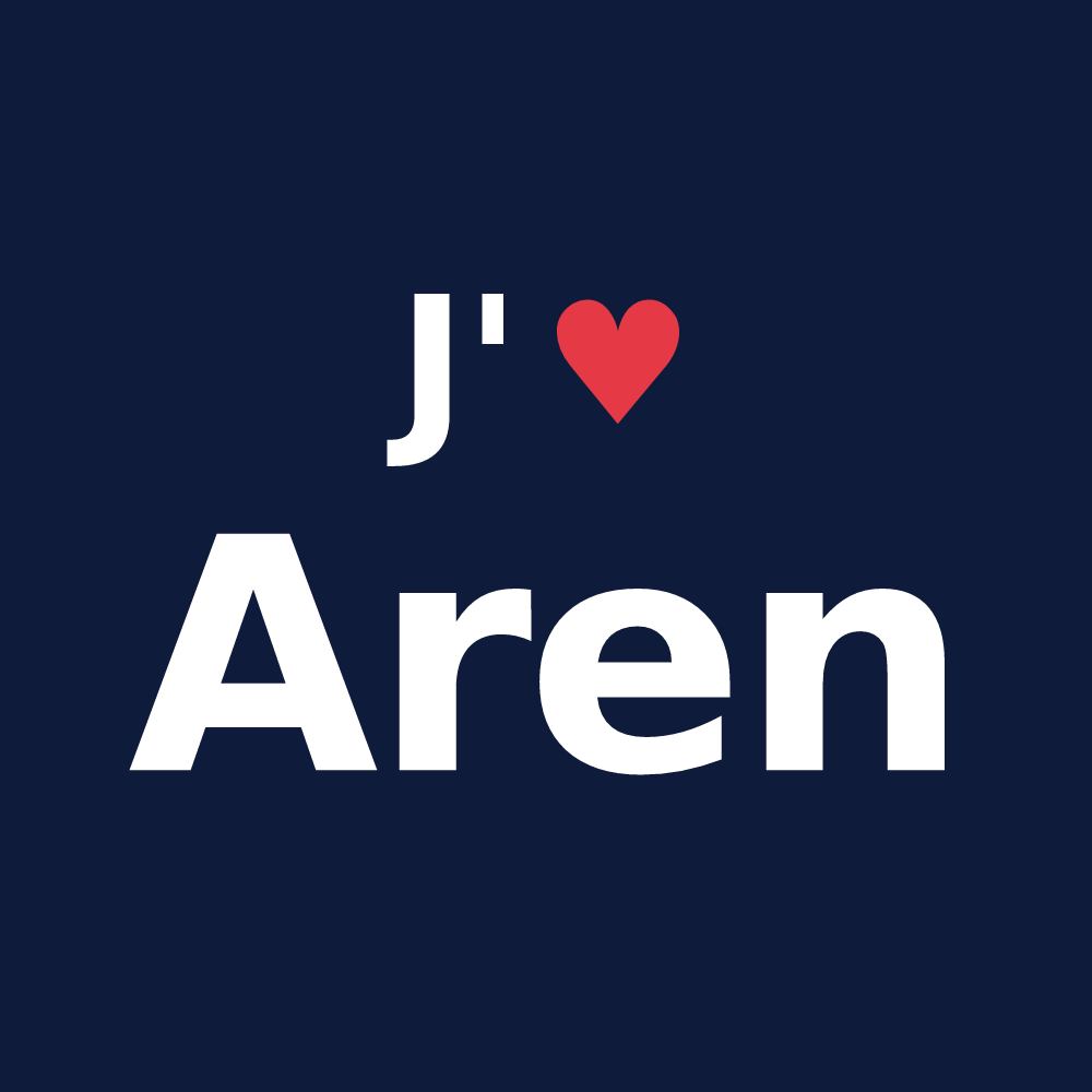 T-shirt personnalisé Aren — design « J'aime Aren » imprimé sur le t-shirt