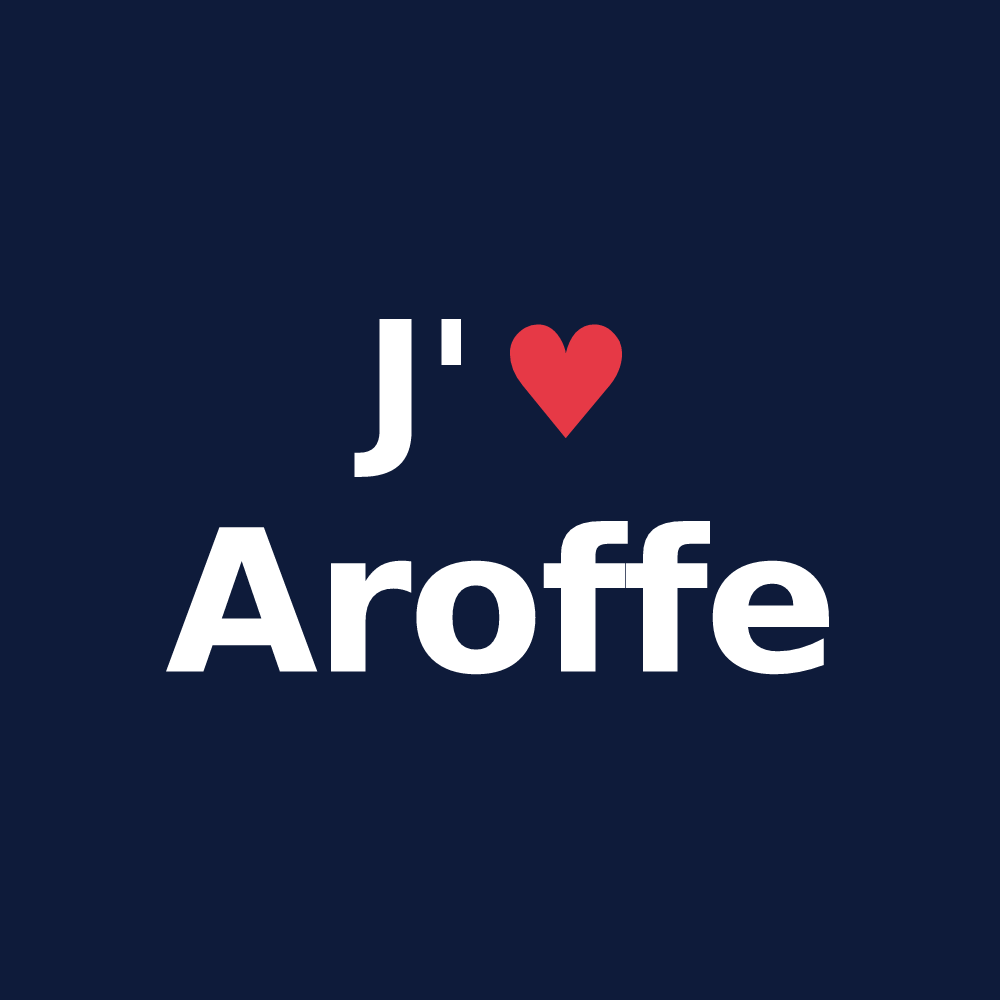 T-shirt personnalisé Aroffe — design « J'aime Aroffe » imprimé sur le t-shirt
