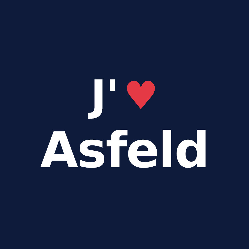 T-shirt personnalisé Asfeld — design J'aime Asfeld