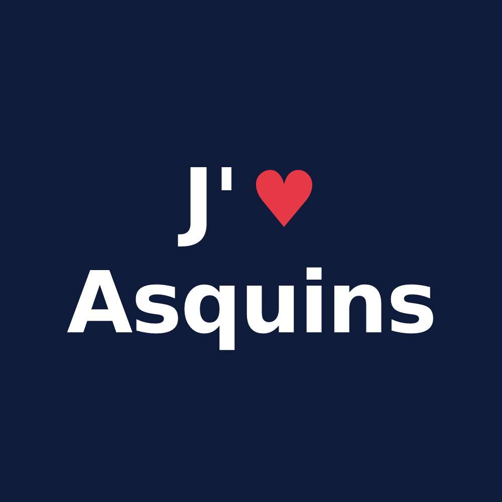 T-shirt personnalisé Asquins — design « J'aime Asquins » imprimé sur le t-shirt