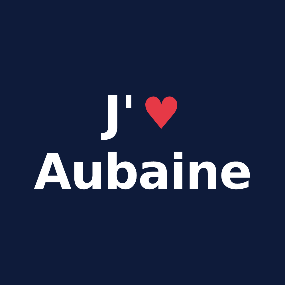 T-shirt personnalisé Aubaine — design « J'aime Aubaine » imprimé sur le t-shirt