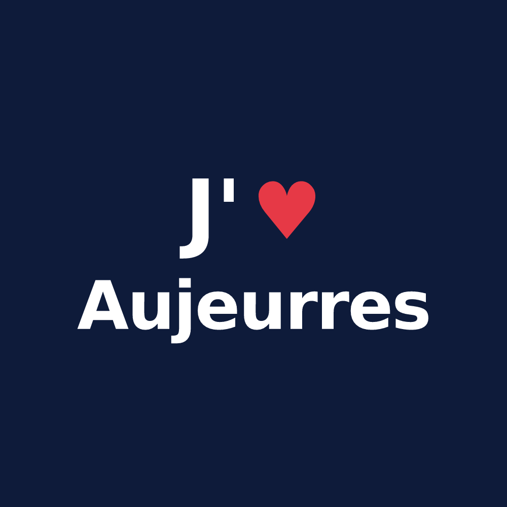 T-shirt personnalisé Aujeurres — design « J'aime Aujeurres » imprimé sur le t-shirt