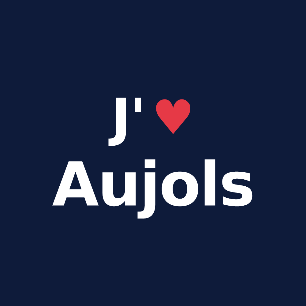 T-shirt personnalisé Aujols — design « J'aime Aujols » imprimé sur le t-shirt