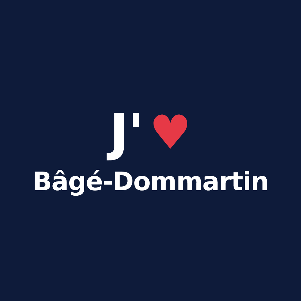 T-shirt personnalisé Bâgé-Dommartin — design J'aime Bâgé-Dommartin