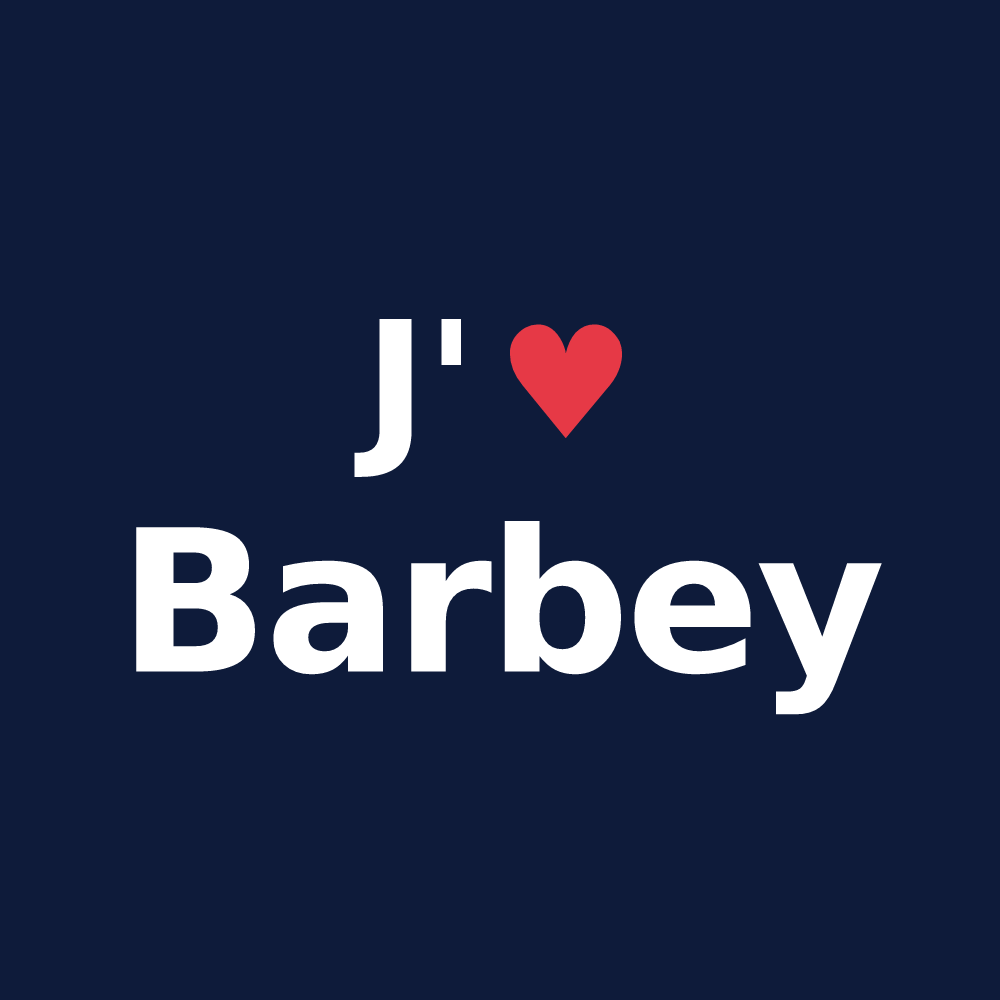 T-shirt personnalisé Barbey — design J'aime Barbey