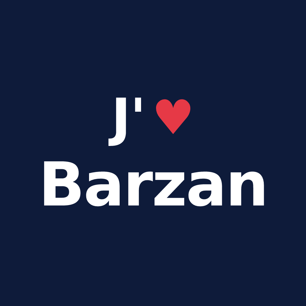 T-shirt personnalisé Barzan — design J'aime Barzan