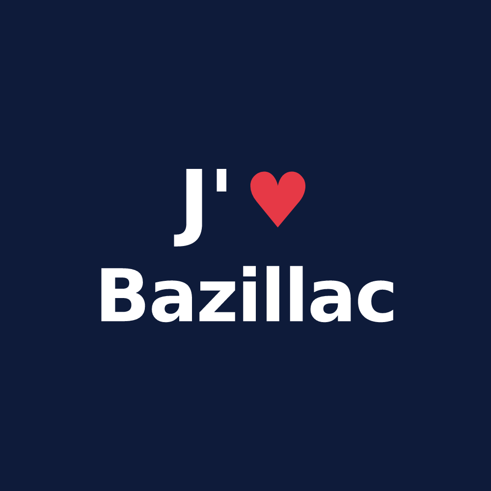T-shirt personnalisé Bazillac — design J'aime Bazillac