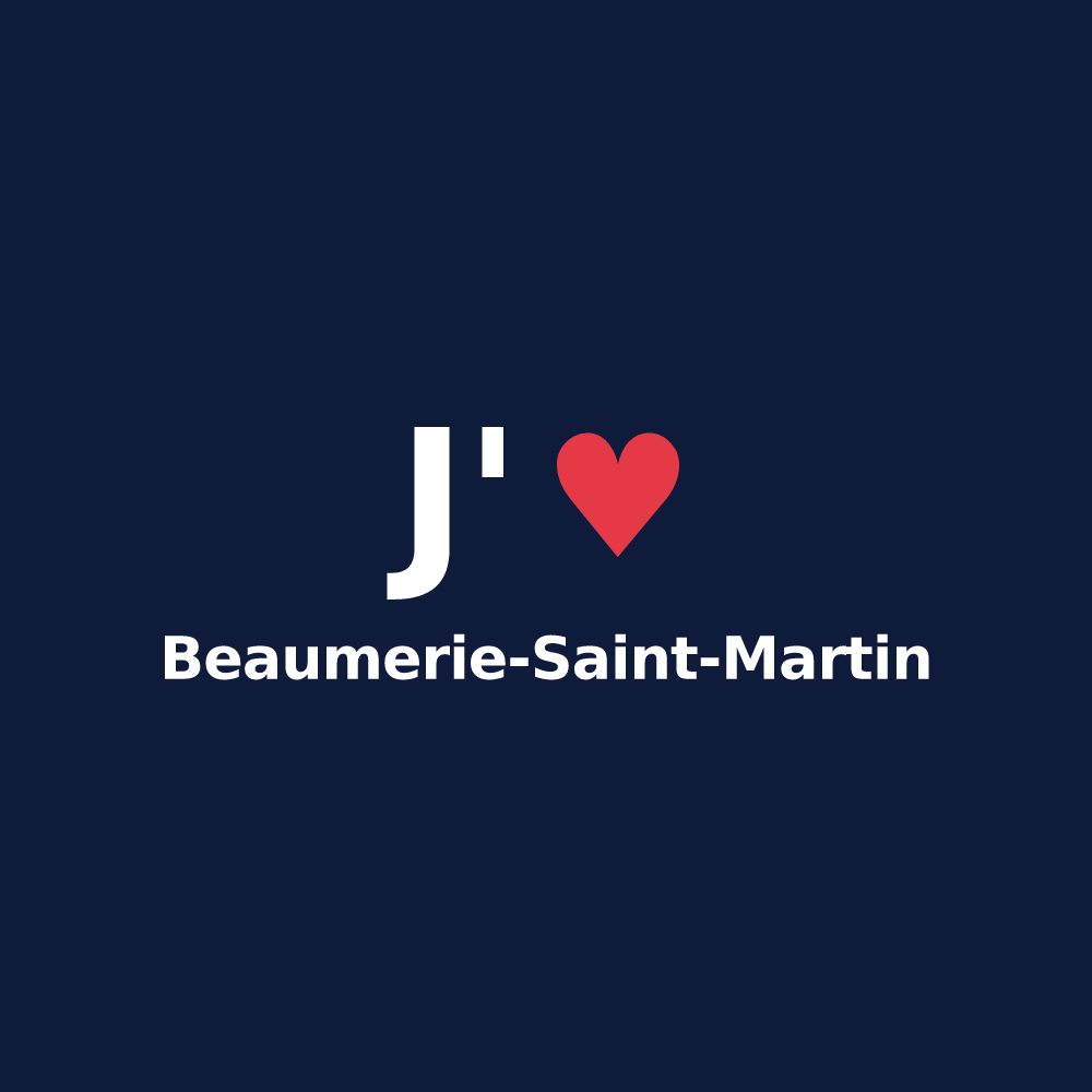 T-shirt personnalisé Beaumerie-Saint-Martin — design J'aime Beaumerie-Saint-Martin