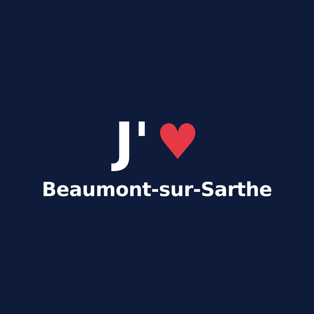 T-shirt personnalisé Beaumont-sur-Sarthe — design J'aime Beaumont-sur-Sarthe