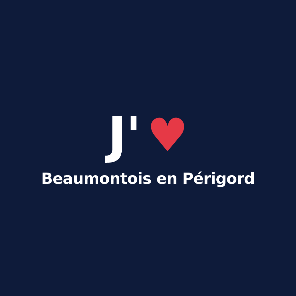 T-shirt personnalisé Beaumontois en Périgord — design J'aime Beaumontois en Périgord