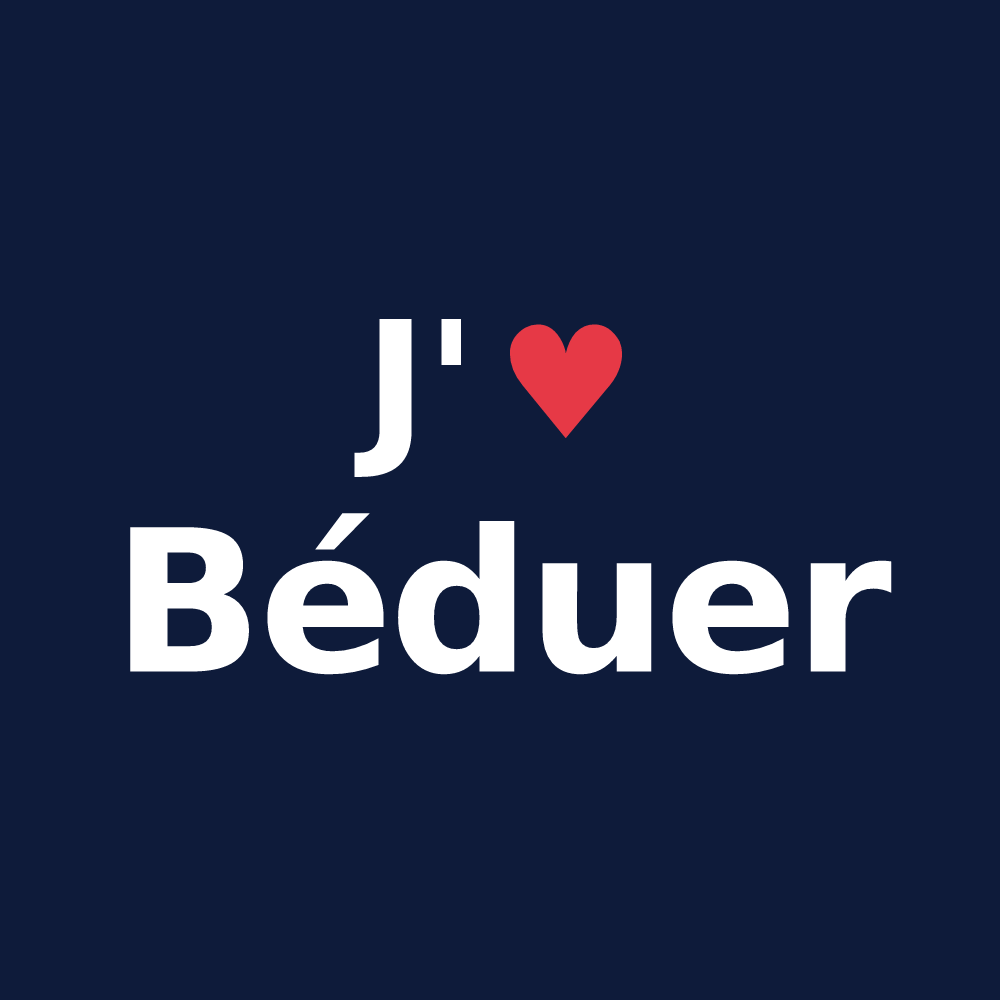 T-shirt personnalisé Béduer — design J'aime Béduer