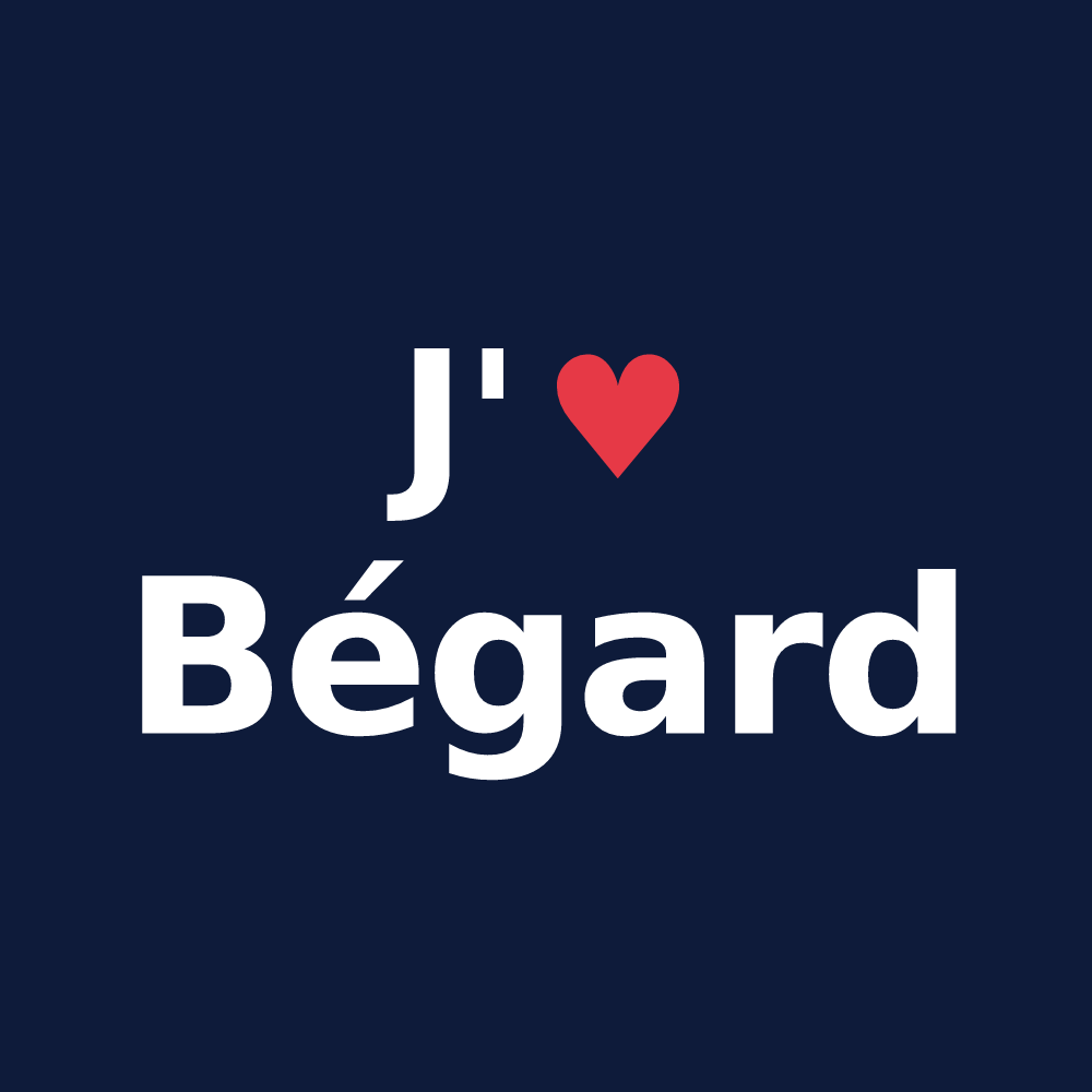 T-shirt personnalisé Bégard — design « J'aime Bégard » imprimé sur le t-shirt