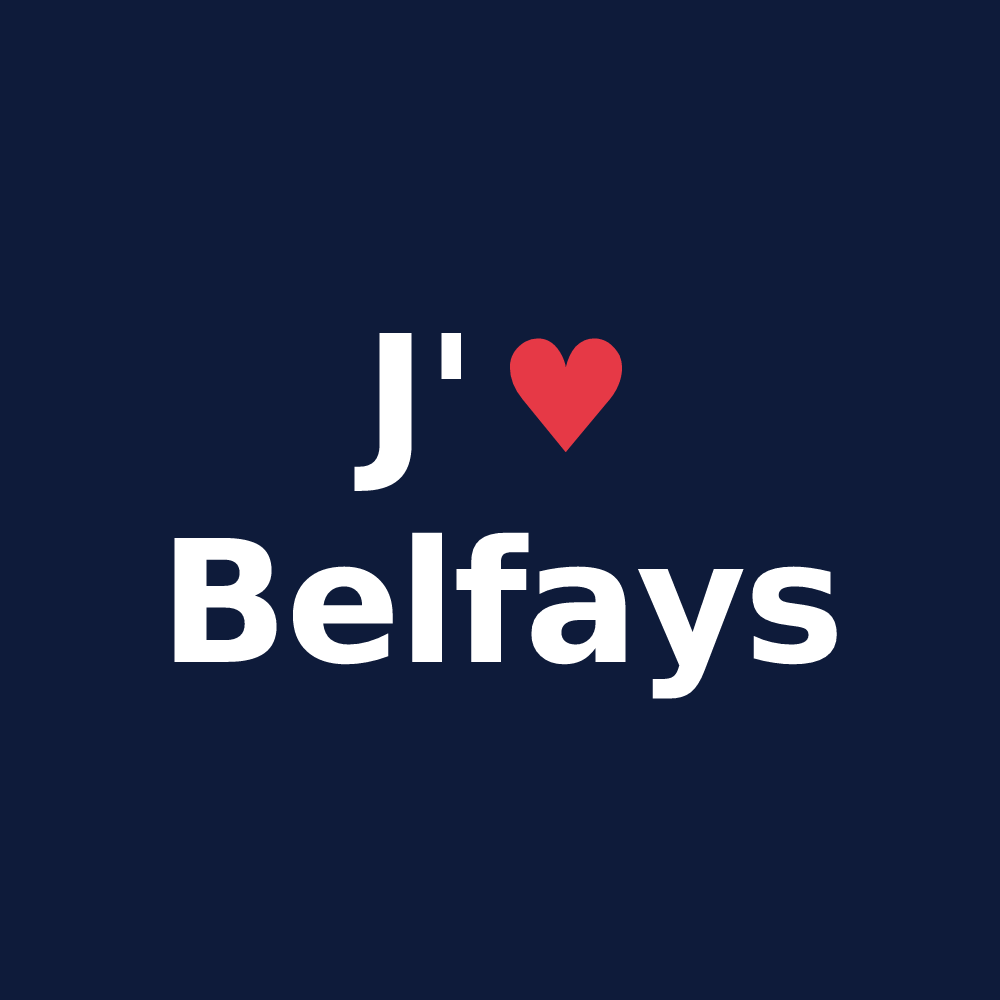 T-shirt personnalisé Belfays — design J'aime Belfays