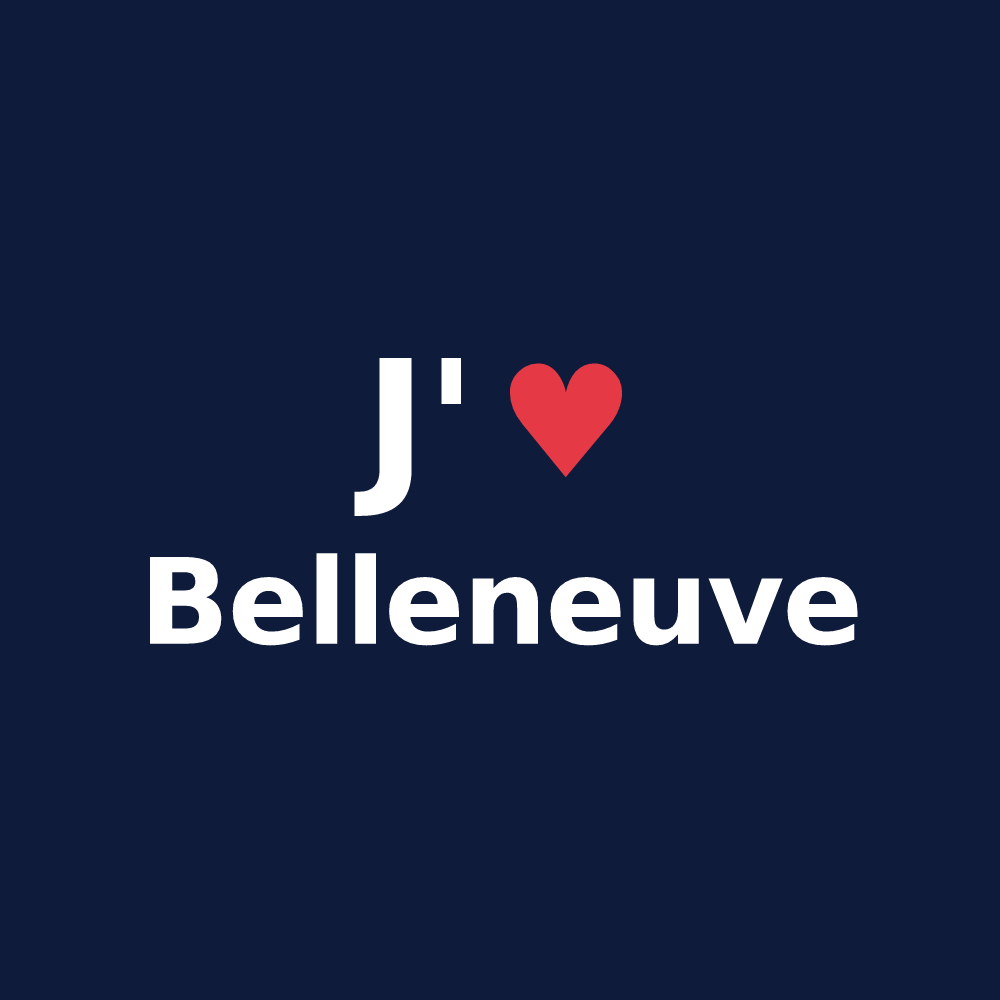 T-shirt personnalisé Belleneuve — design « J'aime Belleneuve » imprimé sur le t-shirt