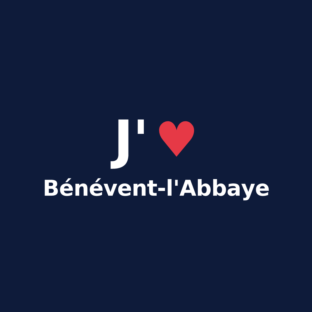 T-shirt personnalisé Bénévent-l'Abbaye — design J'aime Bénévent-l'Abbaye