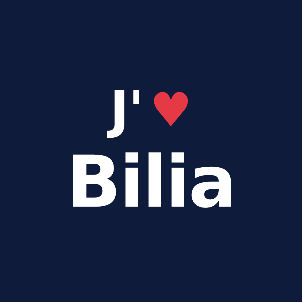 T-shirt personnalisé Bilia — design J'aime Bilia