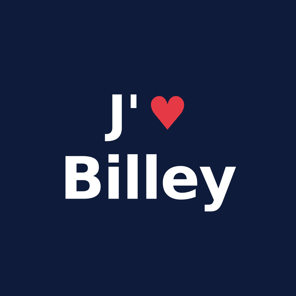 T-shirt personnalisé Billey — design « J'aime Billey » imprimé sur le t-shirt