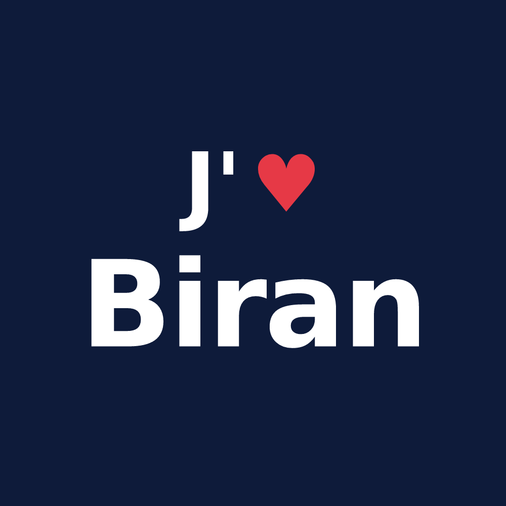 T-shirt personnalisé Biran — design J'aime Biran