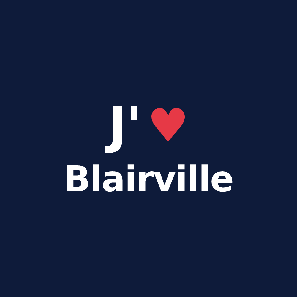 T-shirt personnalisé Blairville — design J'aime Blairville