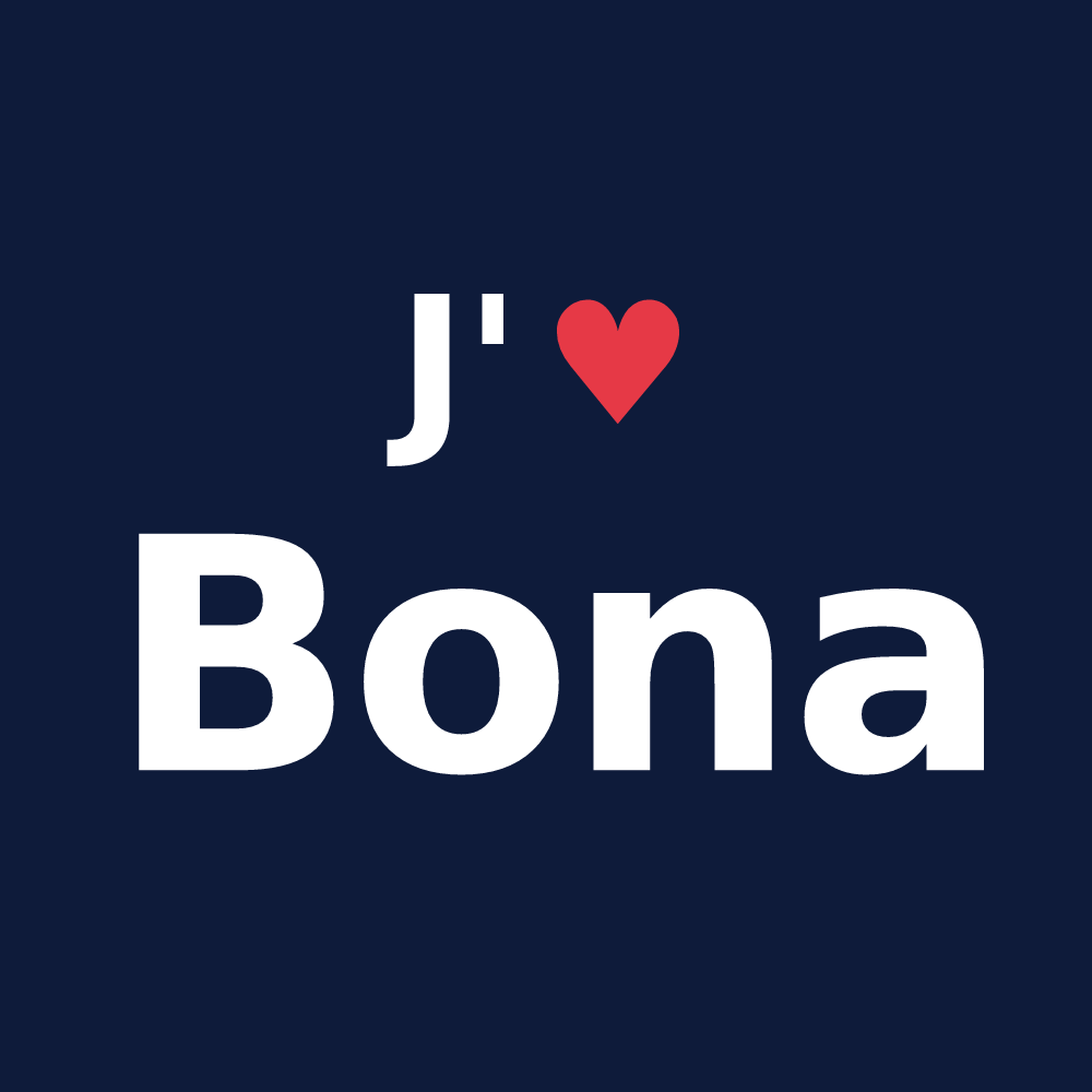 T-shirt personnalisé Bona — design « J'aime Bona » imprimé sur le t-shirt