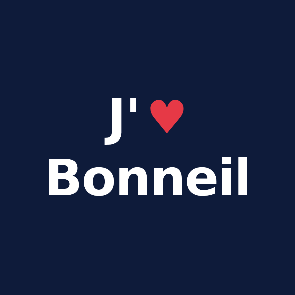 T-shirt personnalisé Bonneil — design J'aime Bonneil